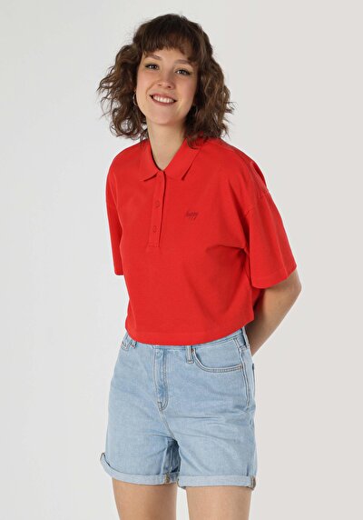 Image de T-shirt À Manches Courtes Rouge Regular Fit Femme