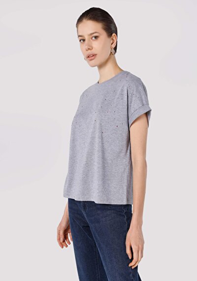 Image de T-shirt À Manches Courtes Gris Regular Fit Femme