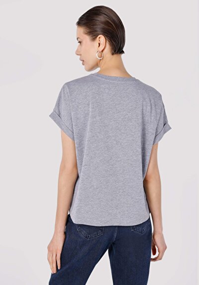 Image de T-shirt À Manches Courtes Gris Regular Fit  Femme
