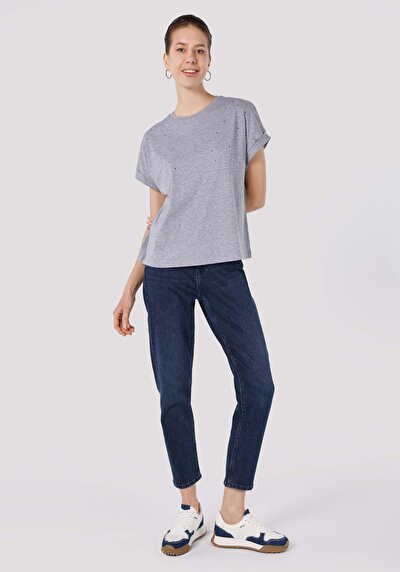 Image de T-shirt À Manches Courtes Gris Regular Fit  Femme
