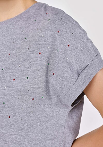 Image de T-shirt À Manches Courtes Gris Regular Fit  Femme
