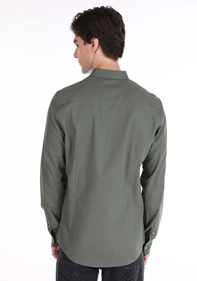 Image de Chemise À Manches Longues Kaki Slim Fit Homme