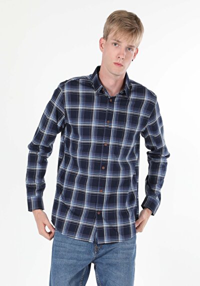 Image de Chemise À Manches Longues Marine Regular Fit   Homme