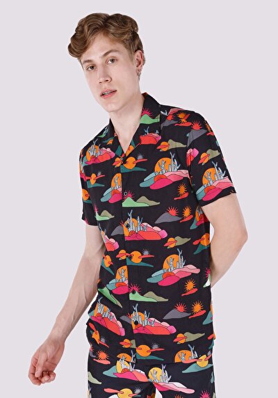 Image de Chemise À Manches Courtes Multicolou Imprimé Regular Fit Homme