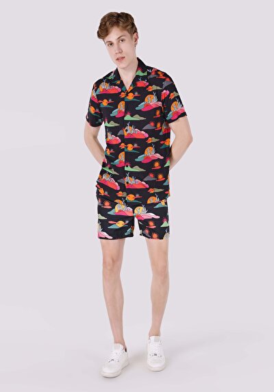 Image de Chemise À Manches Courtes Multicolou Imprimé Regular Fit Homme