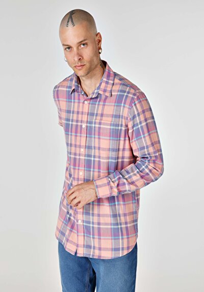 Image de Chemise À Manches Longues Multicolou Regular Fit Plaid Popeline Homme