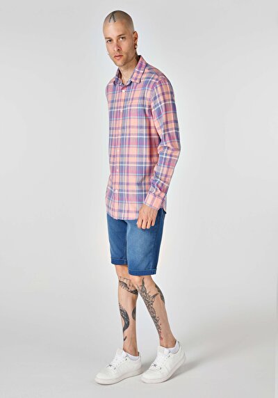 Image de Chemise À Manches Longues Multicolou Regular Fit Plaid Popeline Homme