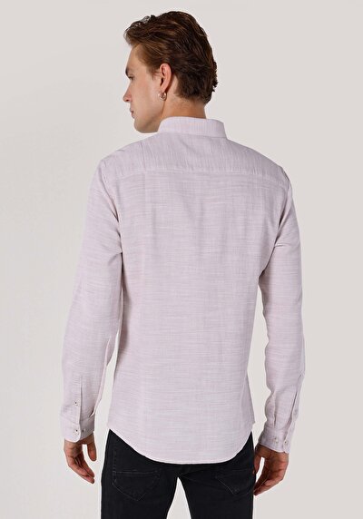 Image de Chemise À Manches Longues Beige Slim Fit Homme