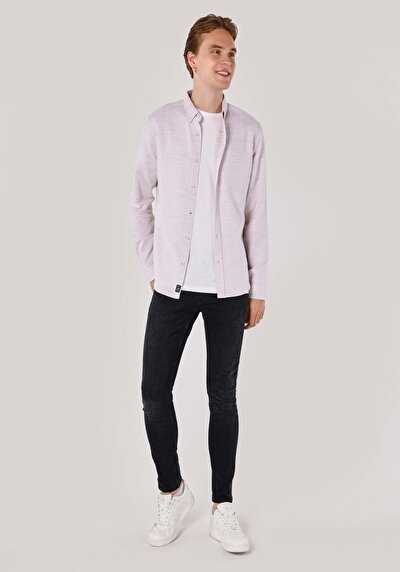 Image de Chemise À Manches Longues Beige Slim Fit Homme