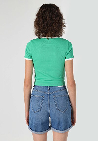 Image de T-shirt À Manches Courtes Vert Slim Fit Femme