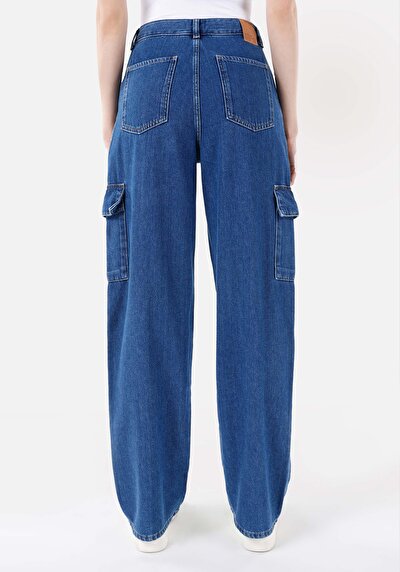 Image de 990 Angela Pantalon Denim Tapered Leg Medium Rise En Jean Cargo Fit Femme