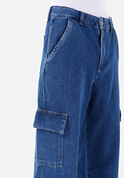 Image de 990 Angela Pantalon Denim Tapered Leg Medium Rise En Jean Cargo Fit Femme