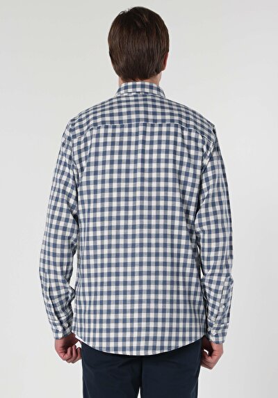 Afficher les détails de Chemise À Manches Longues Bleu Regular Fit   Homme