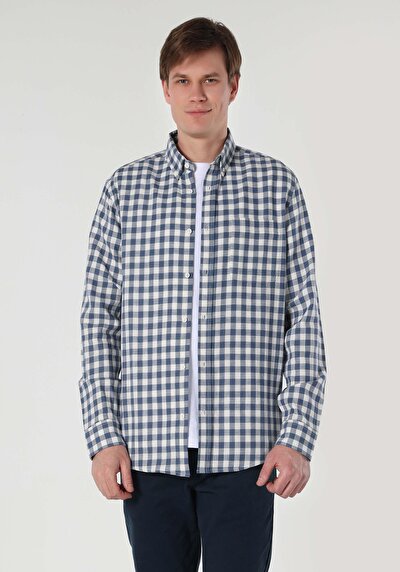 Afficher les détails de Chemise À Manches Longues Bleu Regular Fit   Homme