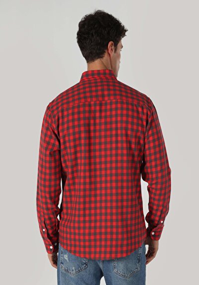 Image de Chemise À Manches Longues Rouge Regular Fit   Homme
