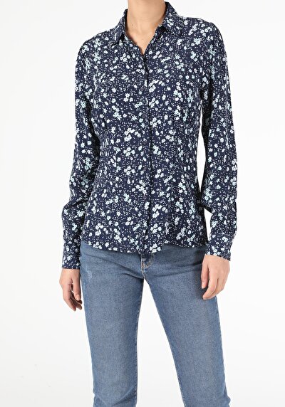 Image de Chemise À Manches Longues Marine Slim Fit Femme