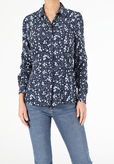 Image de Chemise À Manches Longues Marine Slim Fit   Femme