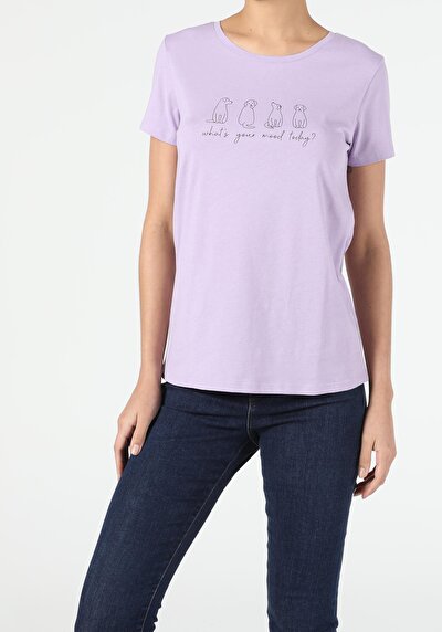 Image de T-shirt À Manches Courtes Violet Regular Fit Femme