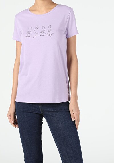 Image de T-shirt À Manches Courtes Violet Regular Fit Femme