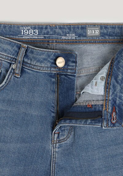 Image de 044 Karl Pantalon Bleu   En  Straight Fit Homme