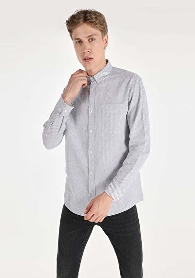 Image de Chemise À Manches Longues Anthracite Regular Fit Homme