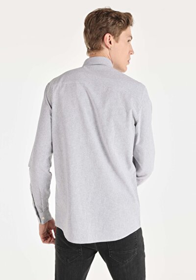 Image de Chemise À Manches Longues Anthracite Regular Fit   Homme