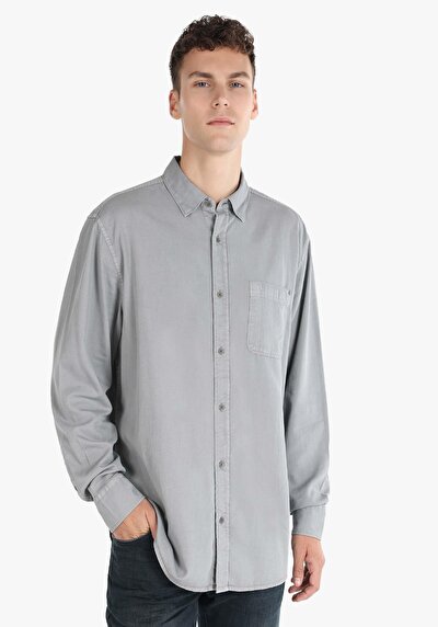 Image de Chemise À Manches Longues Gris Comfort Fit Homme