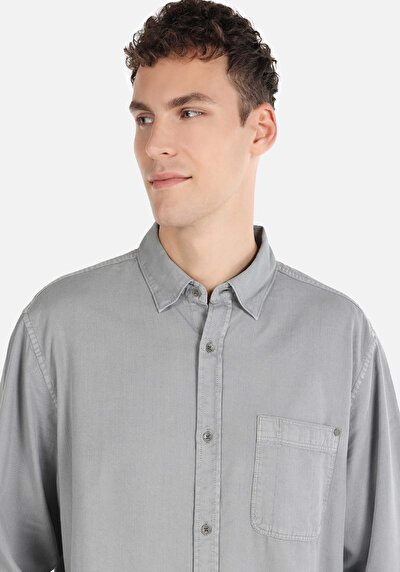 Afficher les détails de Chemise À Manches Longues Gris Comfort Fit   Homme