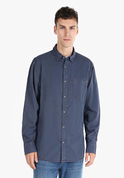 Image de Chemise À Manches Longues Bleu Comfort Fit   Homme