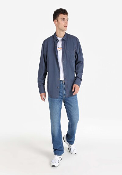 Image de Chemise À Manches Longues Bleu Comfort Fit Homme