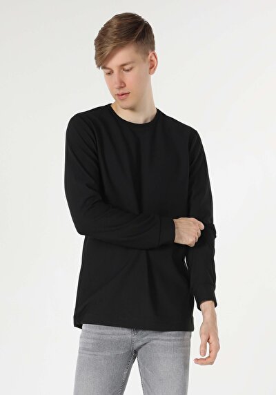 Image de T-shirt À Manches Longues Noir Regular Fit Homme