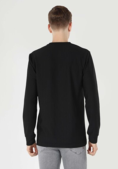 Image de T-shirt À Manches Longues Noir Regular Fit Homme