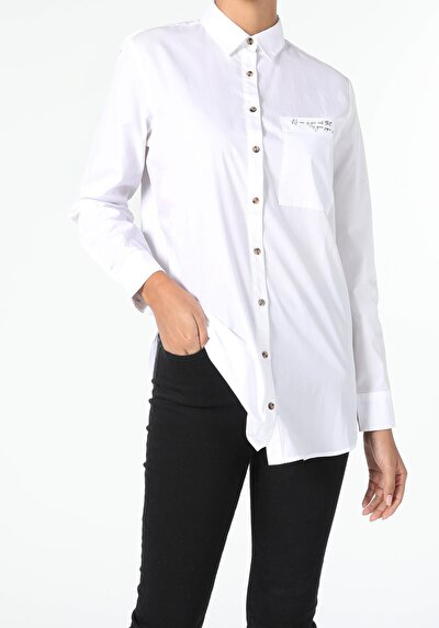 Image de Chemise À Manches Longues Blanc Regular Fit Femme