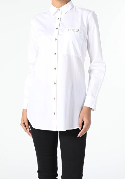 Image de Chemise À Manches Longues Blanc Regular Fit Femme