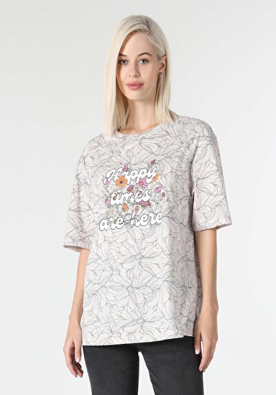 Image de T-shirt À Manches Courtes Ecru Comfort Fit  Femme