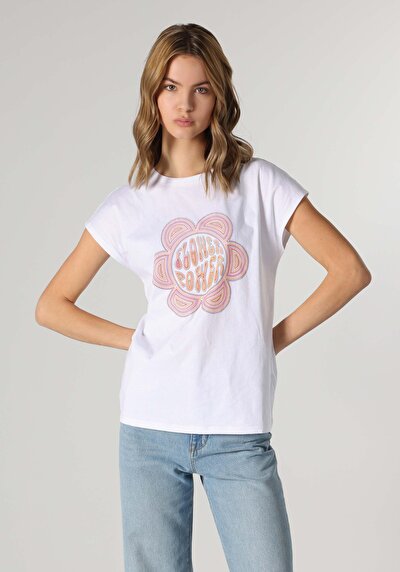 Afficher les détails de T-shirt À Manches Courtes Blanc Regular Fit  Femme
