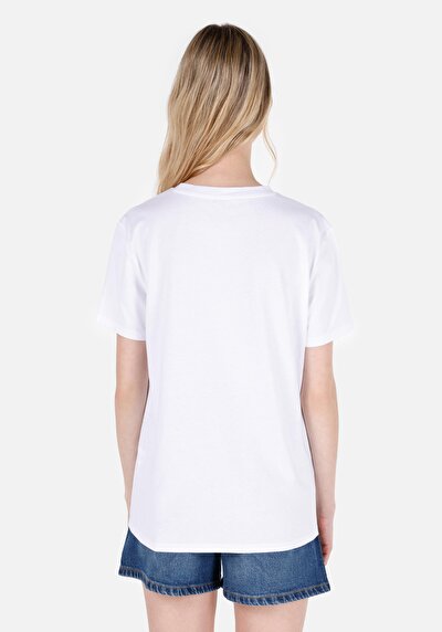Afficher les détails de T-shirt À Manches Courtes Blanc Regular Fit Imprimé Femme
