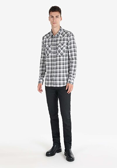 Image de Chemise À Manches Longues Anthracite Slim Fit Homme