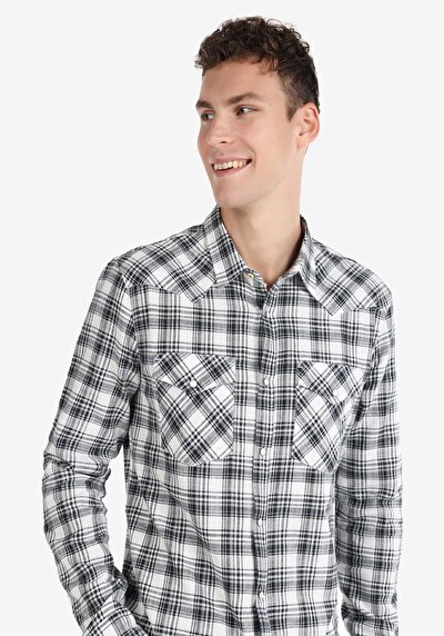 Image de Chemise À Manches Longues Anthracite Slim Fit   Homme