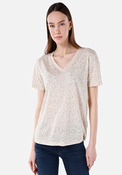 Image de T-shirt À Manches Courtes Beige Femme