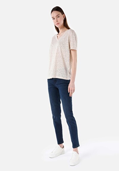 Image de T-shirt À Manches Courtes Beige   Femme