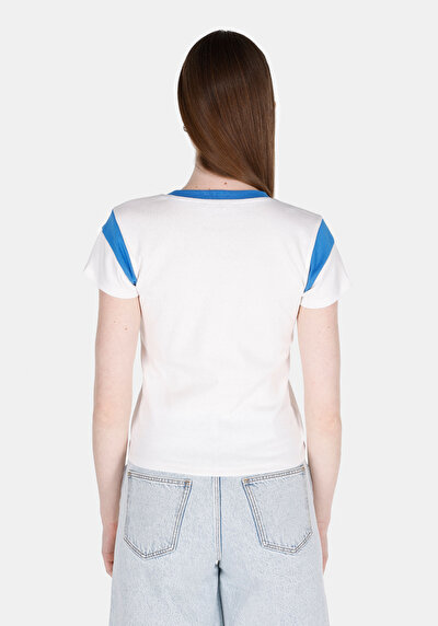 Image de T-shirt À Manches Courtes Blanc Regular Fit Imprimé Femme