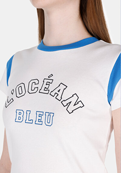 Image de T-shirt À Manches Courtes Blanc Regular Fit Imprimé Femme