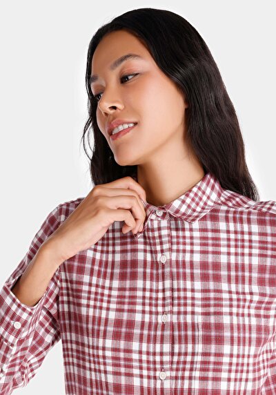 Image de Chemise À Manches Longues Bordeaux Regular Fit   Femme