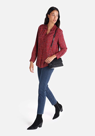 Image de Chemisier À Manches Longues Bordeaux Regular Fit Femme