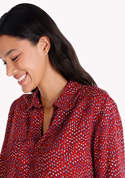 Image de Chemisier À Manches Longues Bordeaux Regular Fit Femme