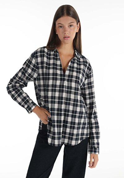 Image de Chemisier À Manches Longues Marine Regular Fit Femme