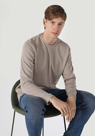 Image de T-shirt À Manches Longues Beige Regular Fit  Homme