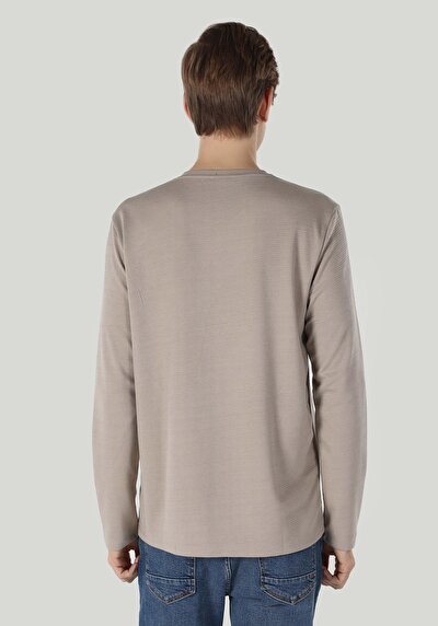 Image de T-shirt À Manches Longues Beige Regular Fit  Homme