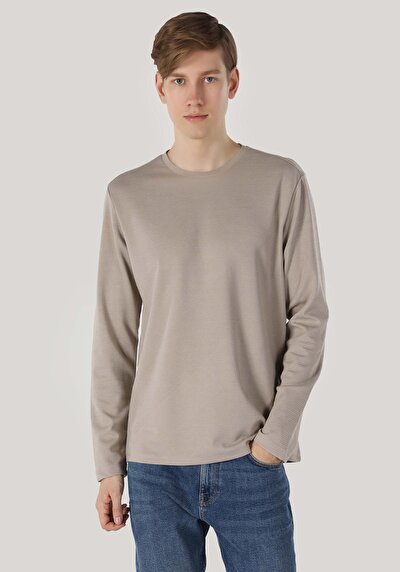 Image de T-shirt À Manches Longues Beige Regular Fit  Homme